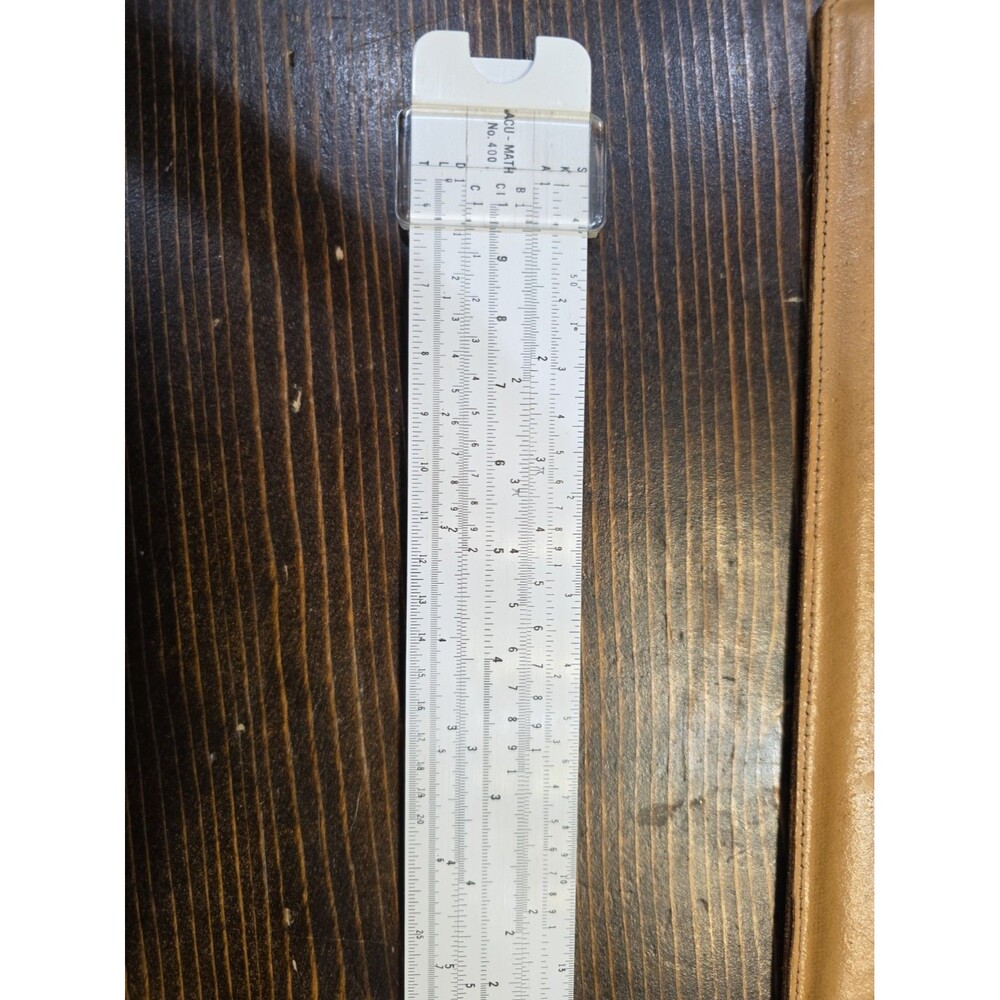 Vintage Mannheim ACU-MATH [No. 400] 12.5"  Slide Rule w/ Leather Sleeve